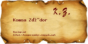 Komsa Zádor névjegykártya